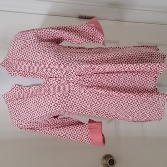 Roberta Roller Rabbit Size XS Brick Red & White Geometric Pattern Blouse - Picture 12 of 13